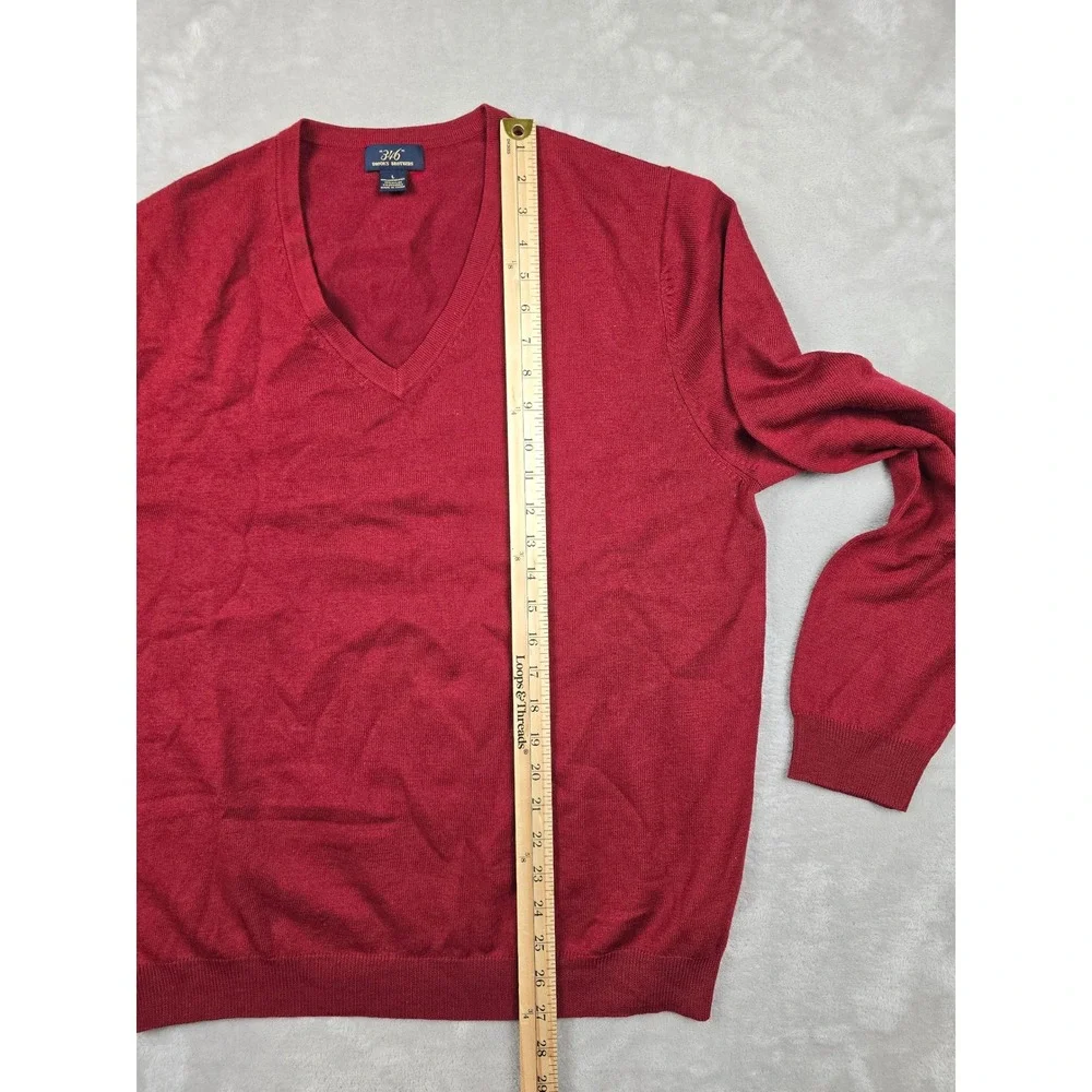 Brooks Brothers 346 V-Neck Sweater Mens Large Red Merino Wool‎ Blend Pullover